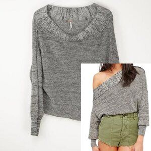 Free People Alana Sweater Relaxed Knit Bateau Neck Dolman Oversized Grey Medium